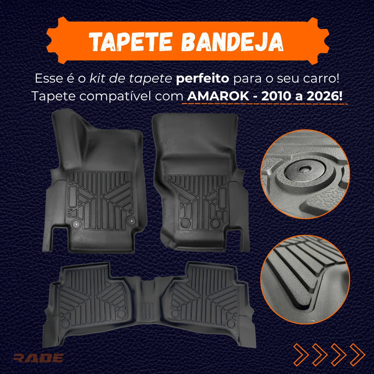 Tapete Bandeja Volkswagen Amarok 2012/2026 Sob Medida Jogo Completo
