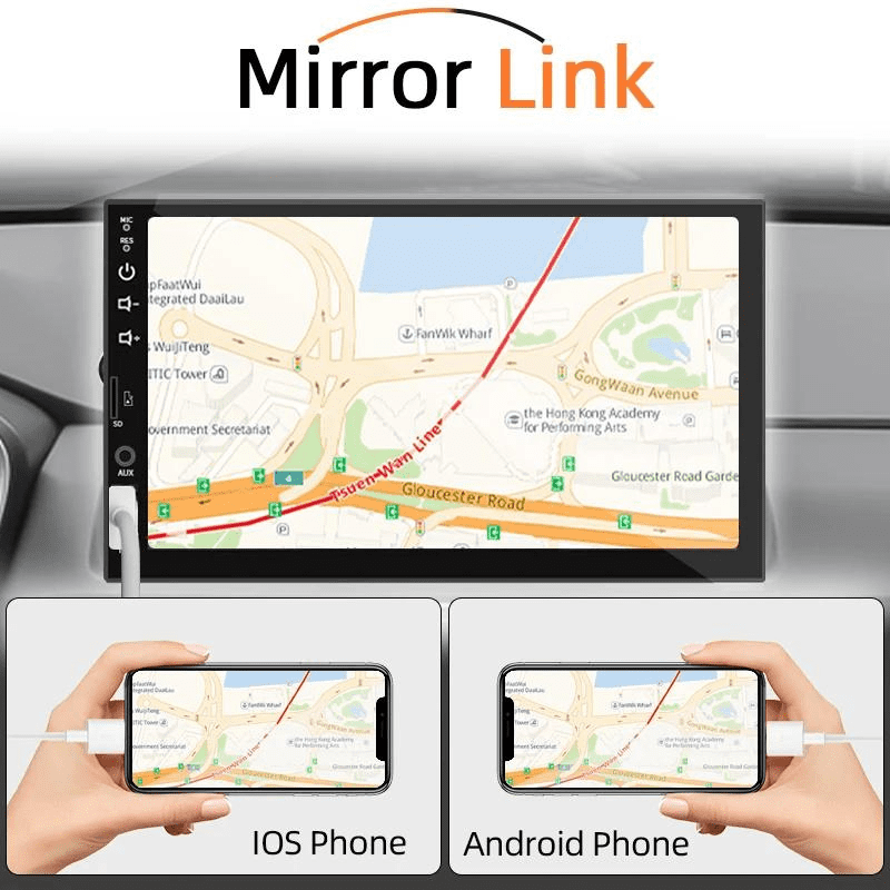 Central Multimídia 1 Din 7 Polegadas – Carplay e Android Auto, Bluetooth e Câmera de Ré