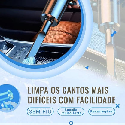 Aspirador de Pó Portátil Automotivo Recarregável - Sucção Poderosa e Compacta