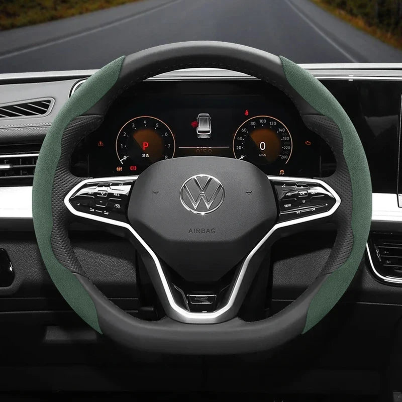Capa de Volante Camurça Antiderrapante para Volkswagen – Grip Esportivo Segmentado Premium
