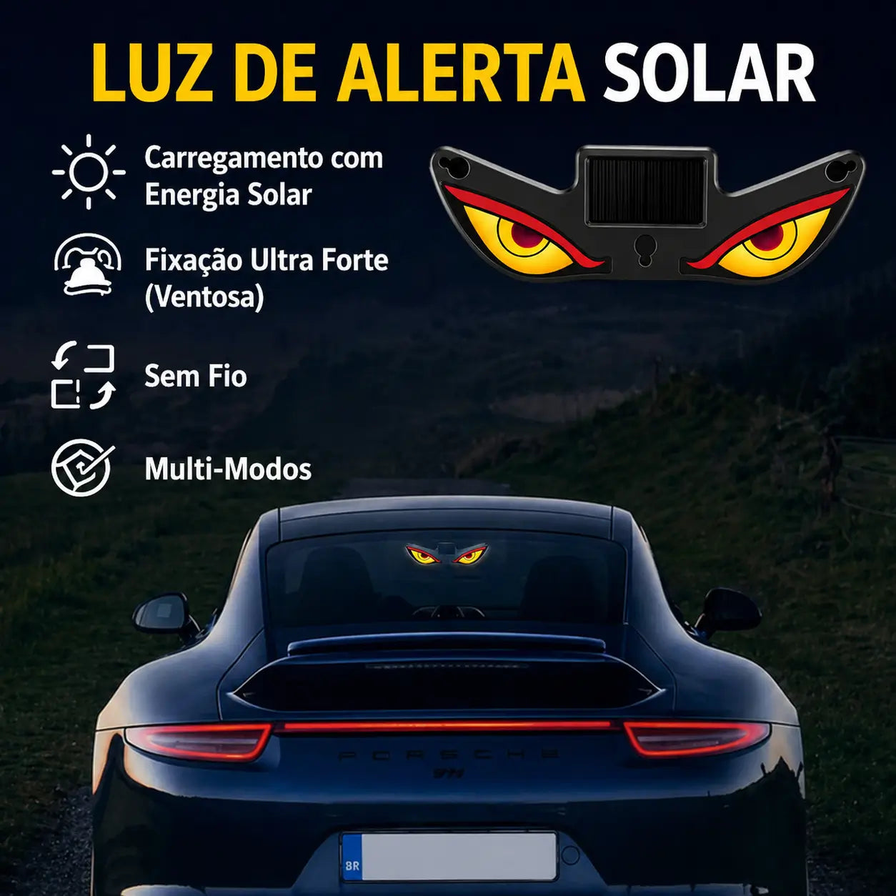 Luz LED de olhos Solar para Vidro Automotivo