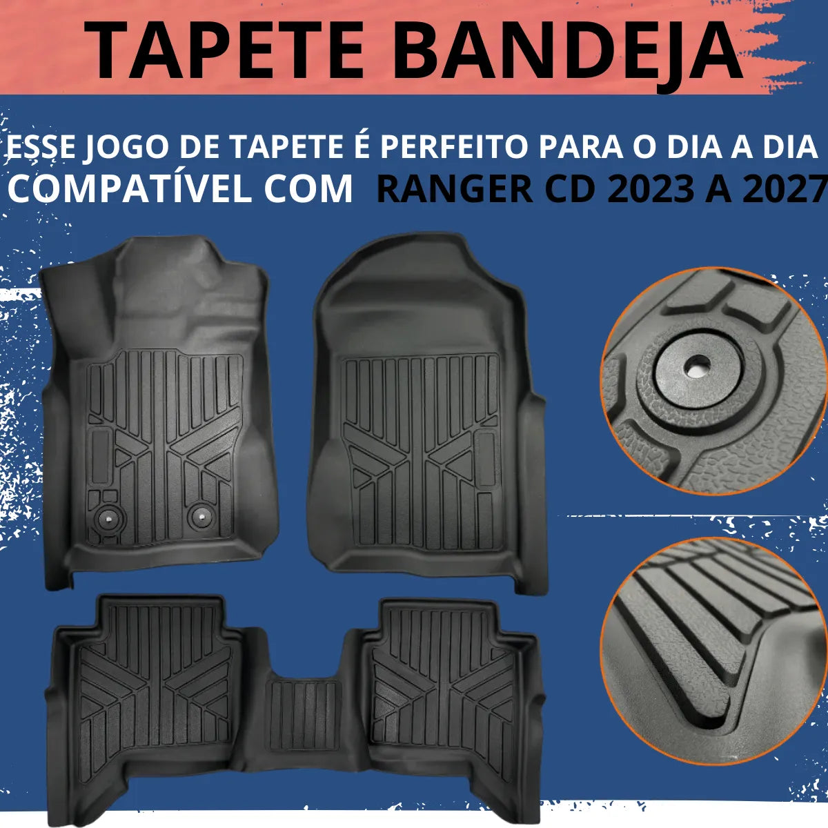 Tapete Bandeja Premium Ford Ranger 2024 a 2025 Jogo Completo