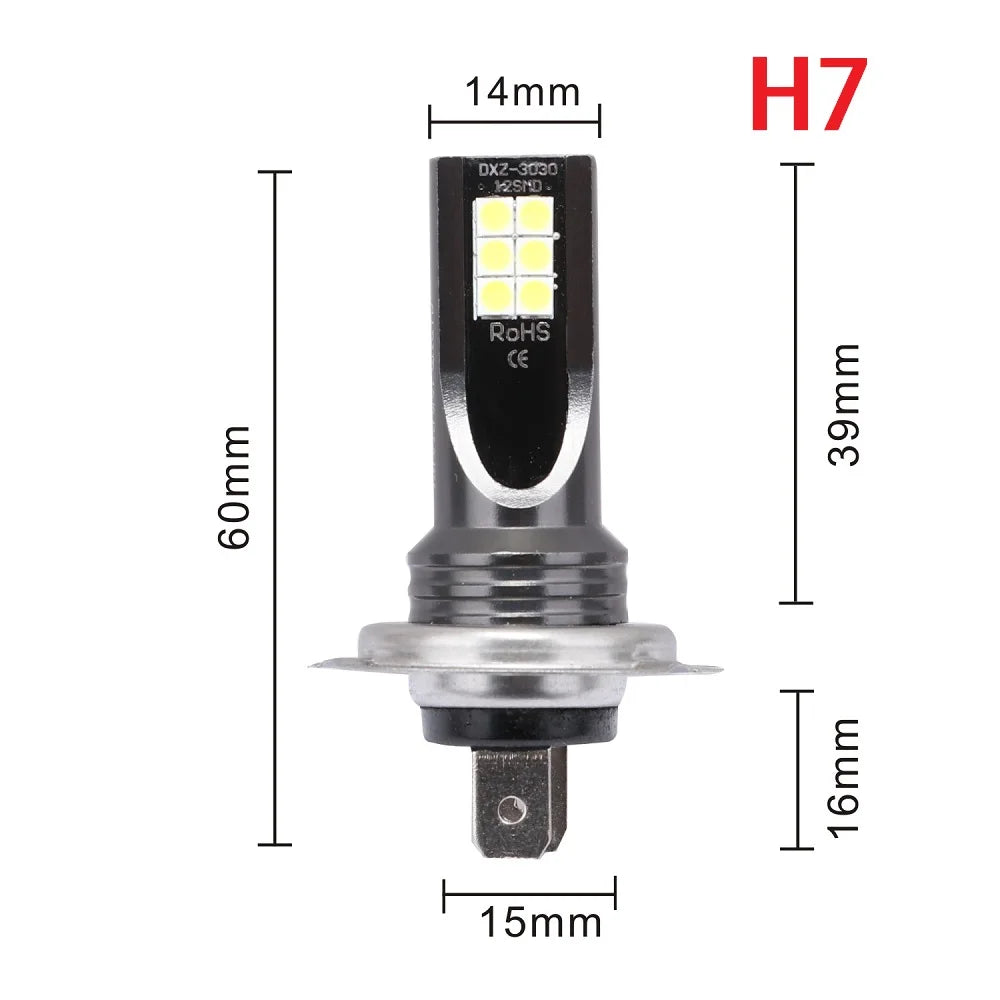 Lâmpada LED Automotiva H8/H11/H16 6000K Super Branca – Farol e Neblina Alta Potência (Kit 2 Peças)