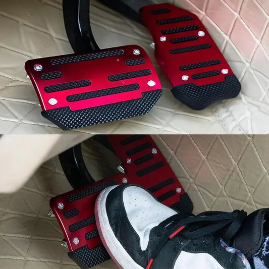 Kit Pedaleira Esportiva Automotiva em Alumínio Antiderrapante – Capa de Pedal Freio e Acelerador para Carro Automático