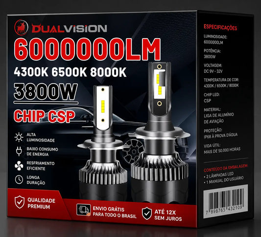 Lâmpada LED Canbus UltraVision CSP 360° H8 H11 H7 H4 H1 9005 9006 Super Branca Azul e Amarela