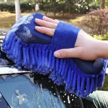 Luva de Microfibra Chenille para Lavagem Automotiva Kit 2 Peças