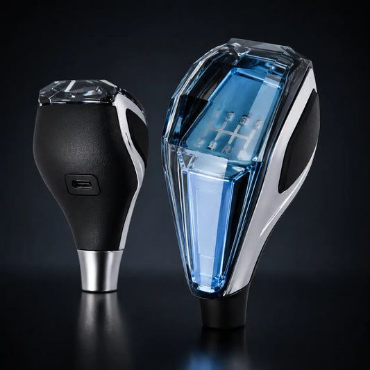 Manopla de Câmbio em Cristal com LED Recarregável Universal para Carros