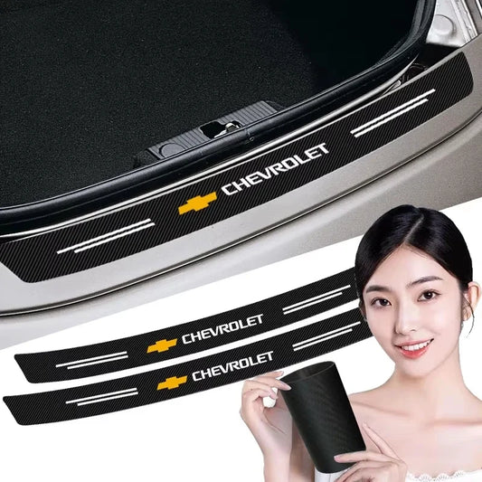 Protetor de Para-Choque Traseiro Fibra de Carbono para Chevrolet – Adesivo Anti Risco Porta-Malas