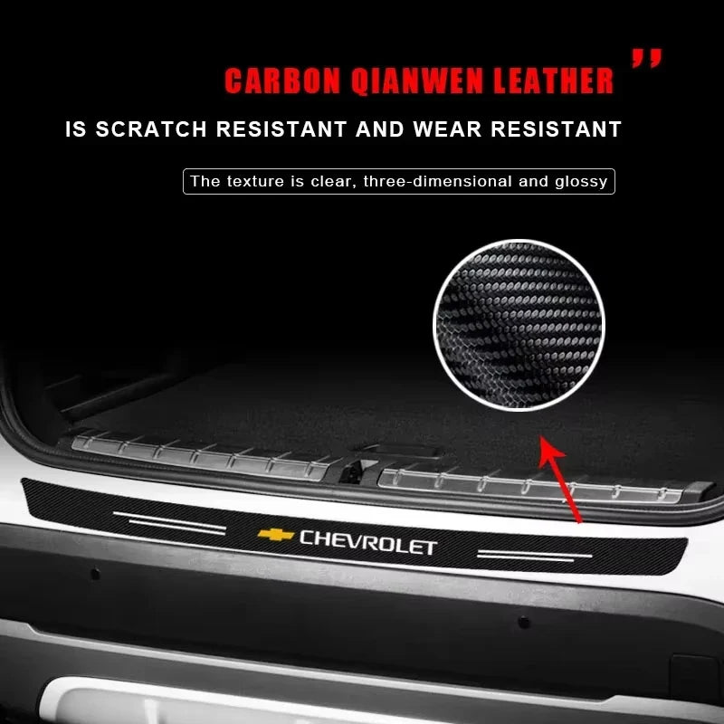 Protetor de Para-Choque Traseiro Fibra de Carbono para Chevrolet – Adesivo Anti Risco Porta-Malas
