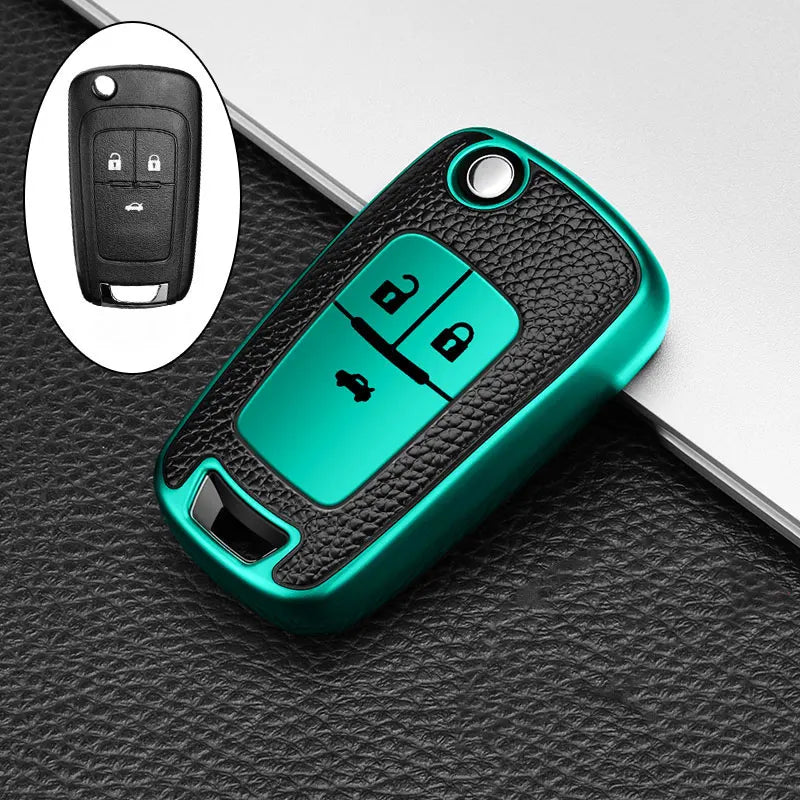 Capa de Chave Automotiva TPU com Couro para Chevrolet Cruze, Onix e Corsa – Proteção Completa Anti Risco