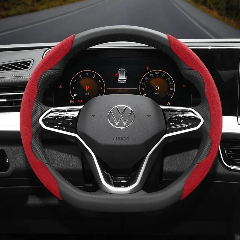 Capa de Volante Camurça Antiderrapante para Volkswagen – Grip Esportivo Segmentado Premium