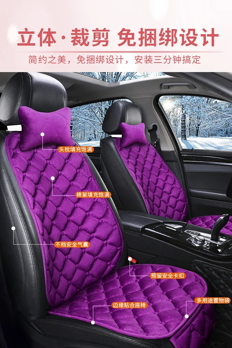Almofada de Banco Automotivo Plush Inverno – Capa Antiderrapante Quente Universal (Kit 3 Peças)