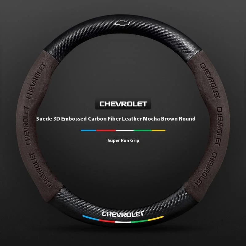 Capa de Volante em Camurça e Fibra de Carbono para Chevrolet – Antiderrapante Premium Esportiva