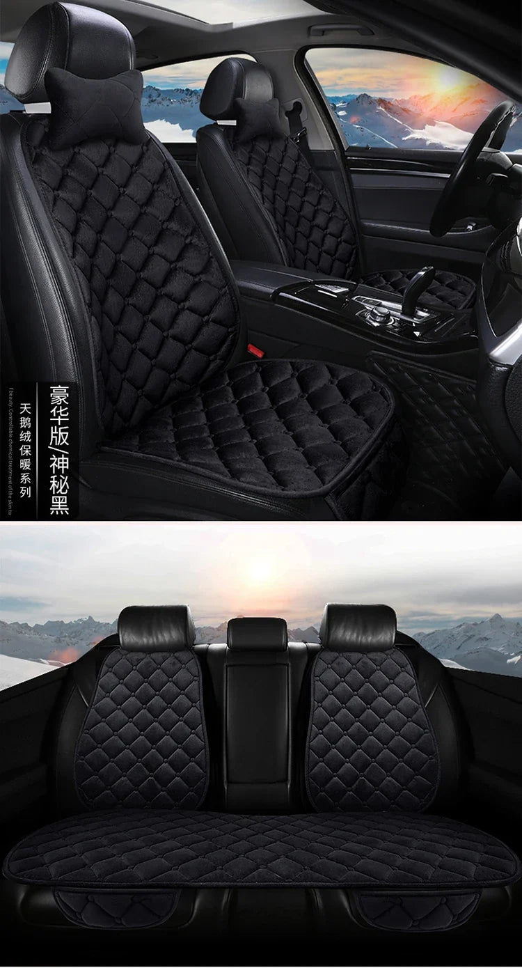 Almofada de Banco Automotivo Plush Inverno – Capa Antiderrapante Quente Universal (Kit 3 Peças)