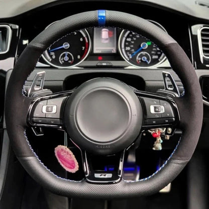 Capa de Volante em Couro Suede para VW Golf Polo GTI Costura Manual