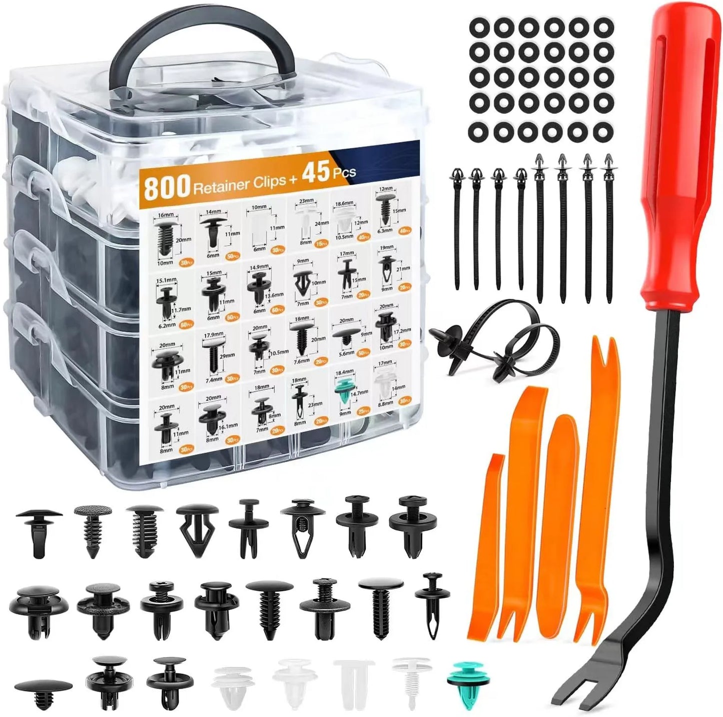 Kit Grampos Automotivos Universais 100 a 800 Peças para Fixação de Painéis