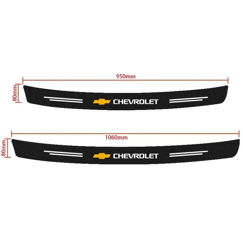 Protetor de Para-Choque Traseiro Fibra de Carbono para Chevrolet – Adesivo Anti Risco Porta-Malas
