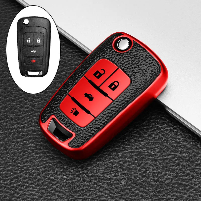 Capa de Chave Automotiva TPU com Couro para Chevrolet Cruze, Onix e Corsa – Proteção Completa Anti Risco