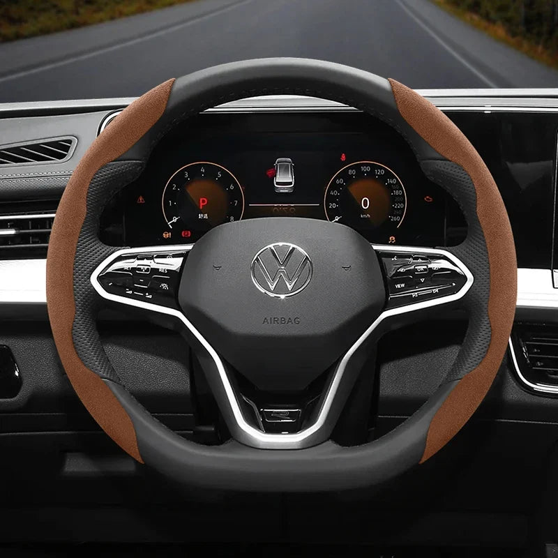 Capa de Volante Camurça Antiderrapante para Volkswagen – Grip Esportivo Segmentado Premium