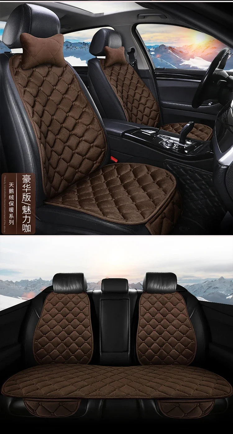 Almofada de Banco Automotivo Plush Inverno – Capa Antiderrapante Quente Universal (Kit 3 Peças)
