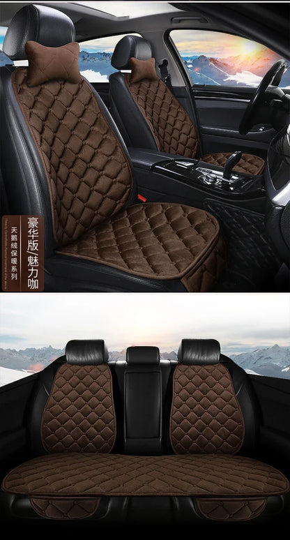 Almofada de Banco Automotivo Plush Inverno – Capa Antiderrapante Quente Universal (Kit 3 Peças)