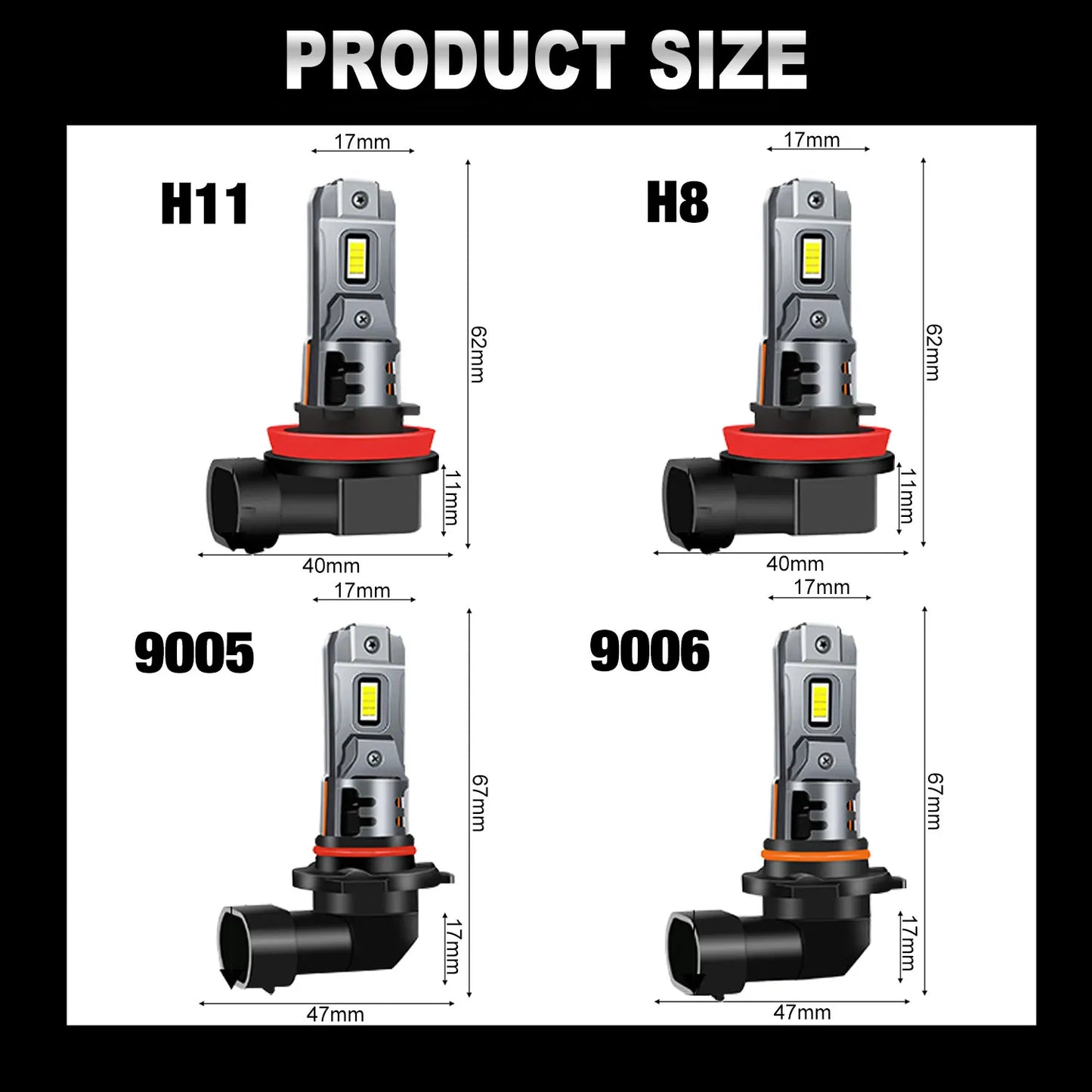 Lâmpada LED Automotiva H8/H11 6500K 30000LM – Farol Super Brilho Canbus CSP (Kit 2 Peças)
