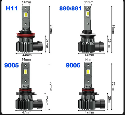 Lâmpadas LED Automotivas 30000LM H11 9005 9006 6500K Super Brancas