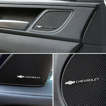 Emblema 3D Alloy para Interior Chevrolet – Adesivo Premium para Som, Painel e Volante (Kit 4 Peças)