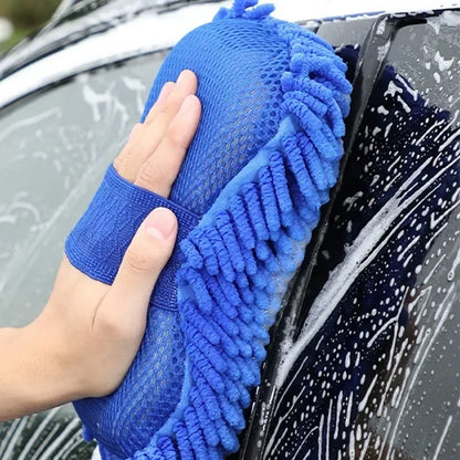 Luva de Microfibra Chenille para Lavagem Automotiva Kit 2 Peças