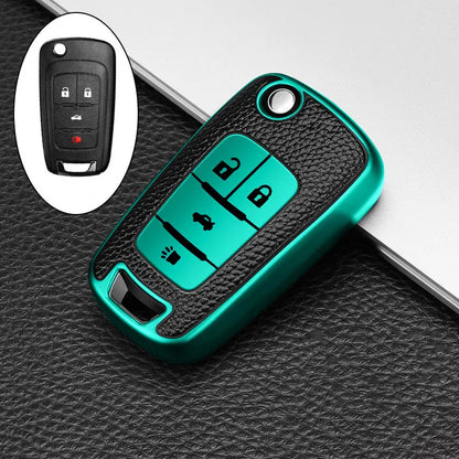 Capa de Chave Automotiva TPU com Couro para Chevrolet Cruze, Onix e Corsa – Proteção Completa Anti Risco