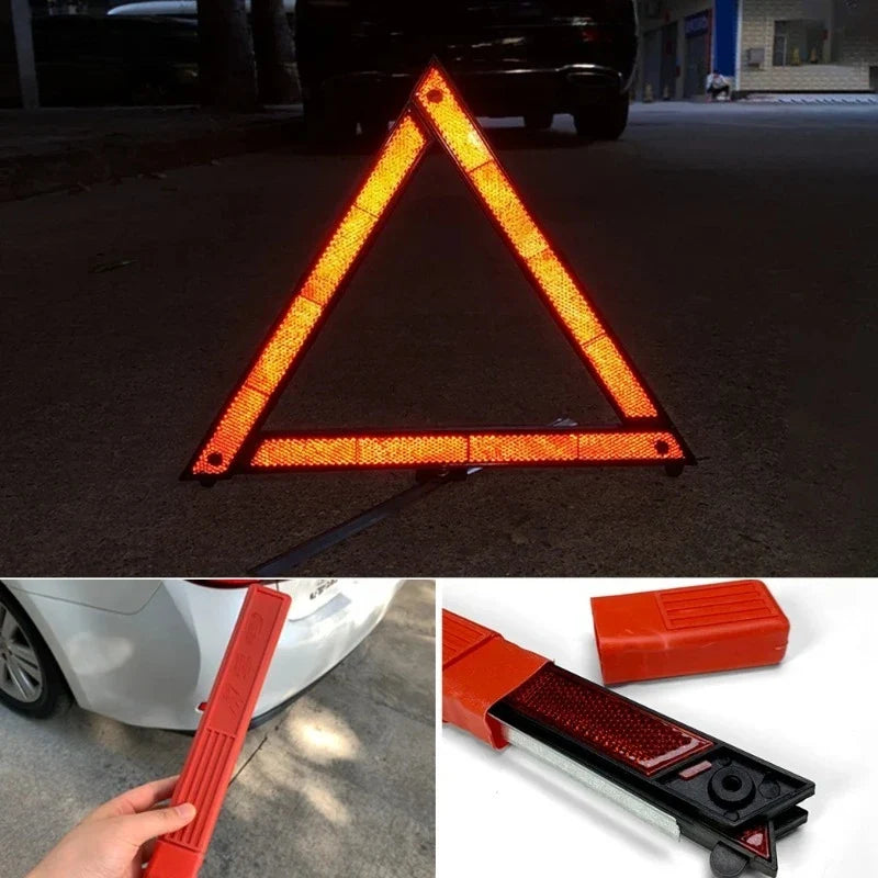 Triângulo de Segurança Automotivo Dobrável Refletivo para Emergência