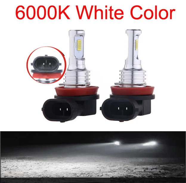 Lâmpada LED Automotiva H11/H8/H9 80W 30000LM – Farol e Neblina Super Brilho 3000K/6000K (Kit 2 Peças)