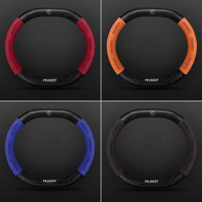 Capa de Volante Camurça + Fibra de Carbono Peugeot – Antiderrapante Esportiva Premium