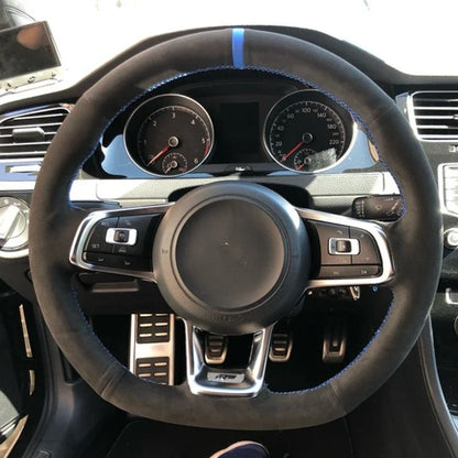 Capa de Volante em Couro Suede para VW Golf Polo GTI Costura Manual