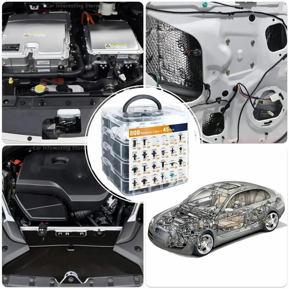 Kit Grampos Automotivos Universais 100 a 800 Peças para Fixação de Painéis