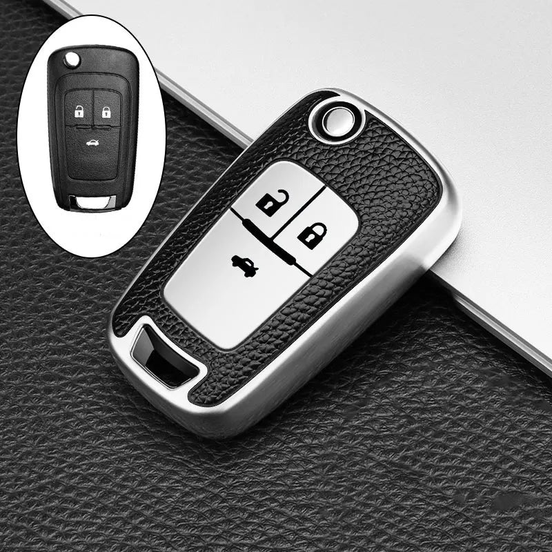 Capa de Chave Automotiva TPU com Couro para Chevrolet Cruze, Onix e Corsa – Proteção Completa Anti Risco