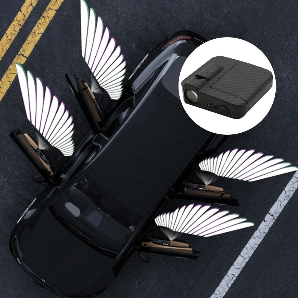 Luz de Porta Automotiva LED Projetor Asas de Anjo – Welcome Light Sem Fio com Sensor Magnético (Kit 2 Peças)