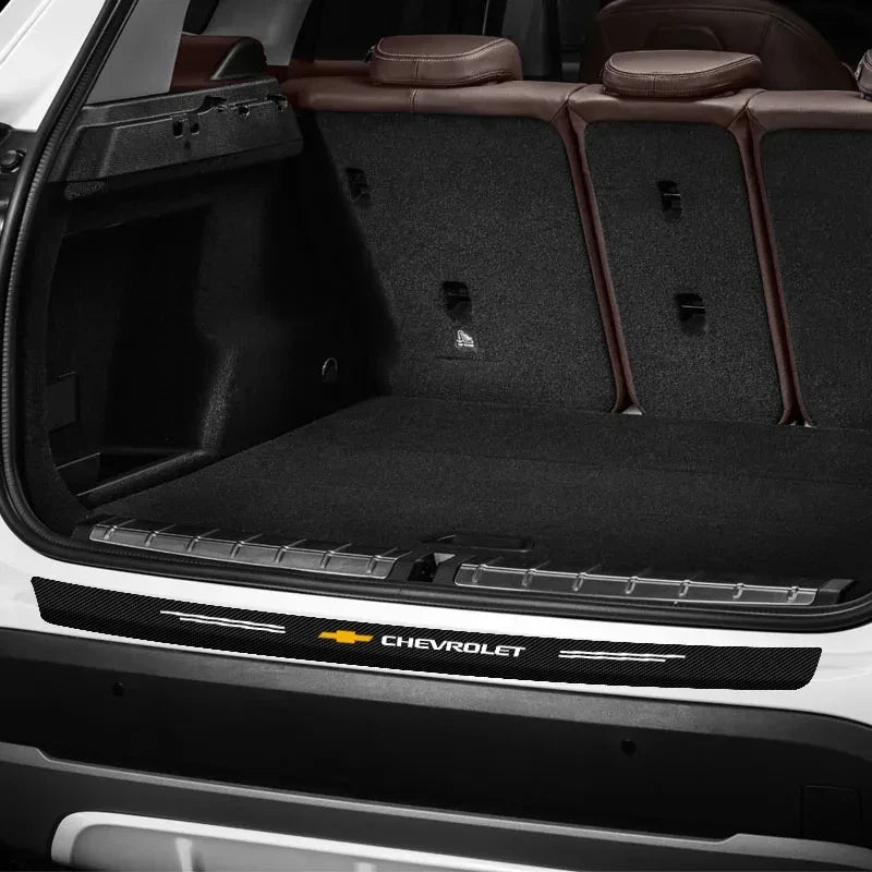 Protetor de Para-Choque Traseiro Fibra de Carbono para Chevrolet – Adesivo Anti Risco Porta-Malas