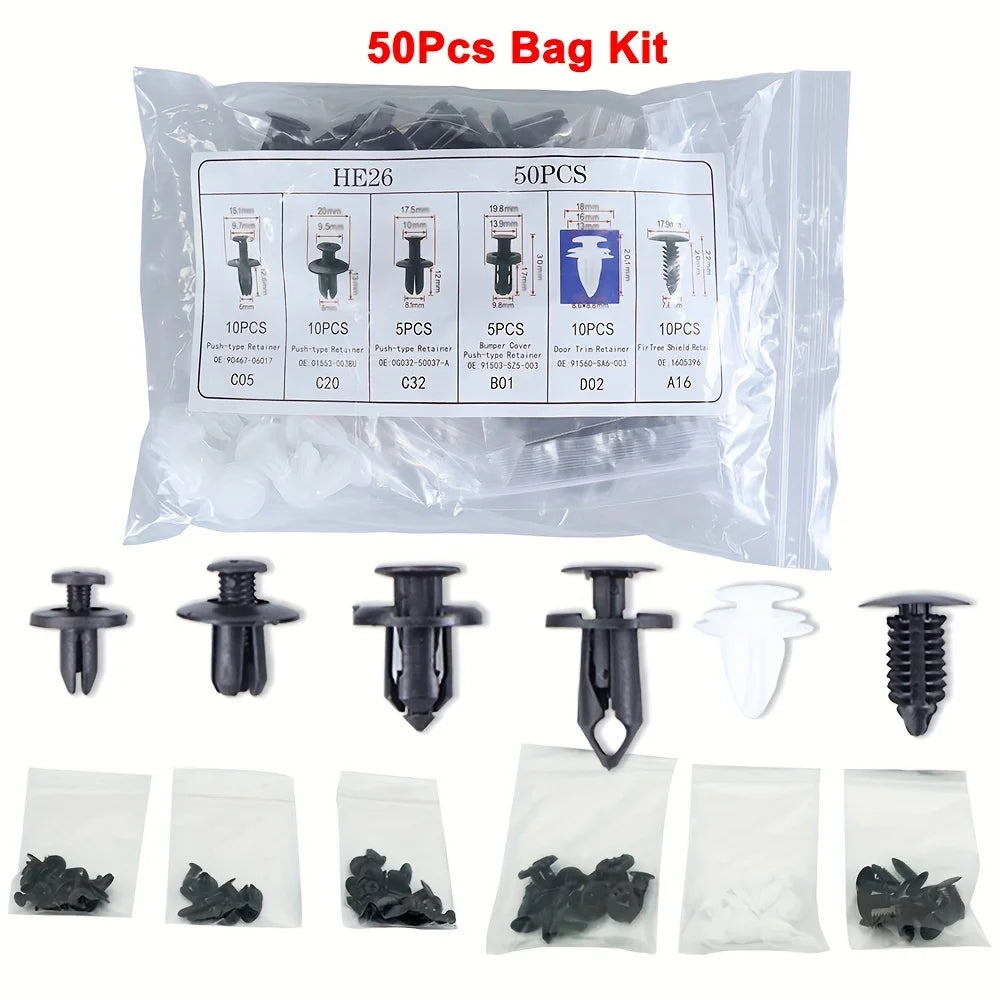 Kit Grampos Automotivos Universais para Fixação de Painéis 50 a 100 Peças