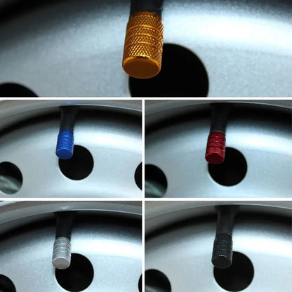 Tampa de Válvula de Pneu Automotivo Alumínio Prata Kit 4 Peças