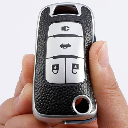 Capa de Chave Automotiva TPU com Couro para Chevrolet Cruze, Onix e Corsa – Proteção Completa Anti Risco