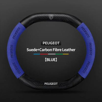 Capa de Volante Camurça + Fibra de Carbono Peugeot – Antiderrapante Esportiva Premium