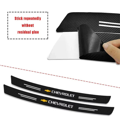 Protetor de Para-Choque Traseiro Fibra de Carbono para Chevrolet – Adesivo Anti Risco Porta-Malas