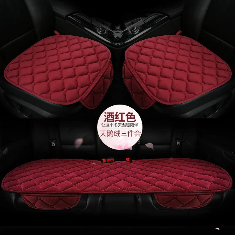 Almofada de Banco Automotivo Plush Inverno – Capa Antiderrapante Quente Universal (Kit 3 Peças)