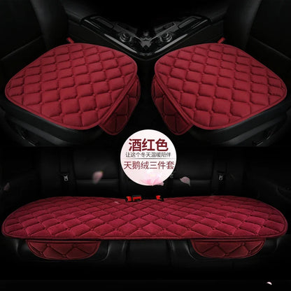 Almofada de Banco Automotivo Plush Inverno – Capa Antiderrapante Quente Universal (Kit 3 Peças)