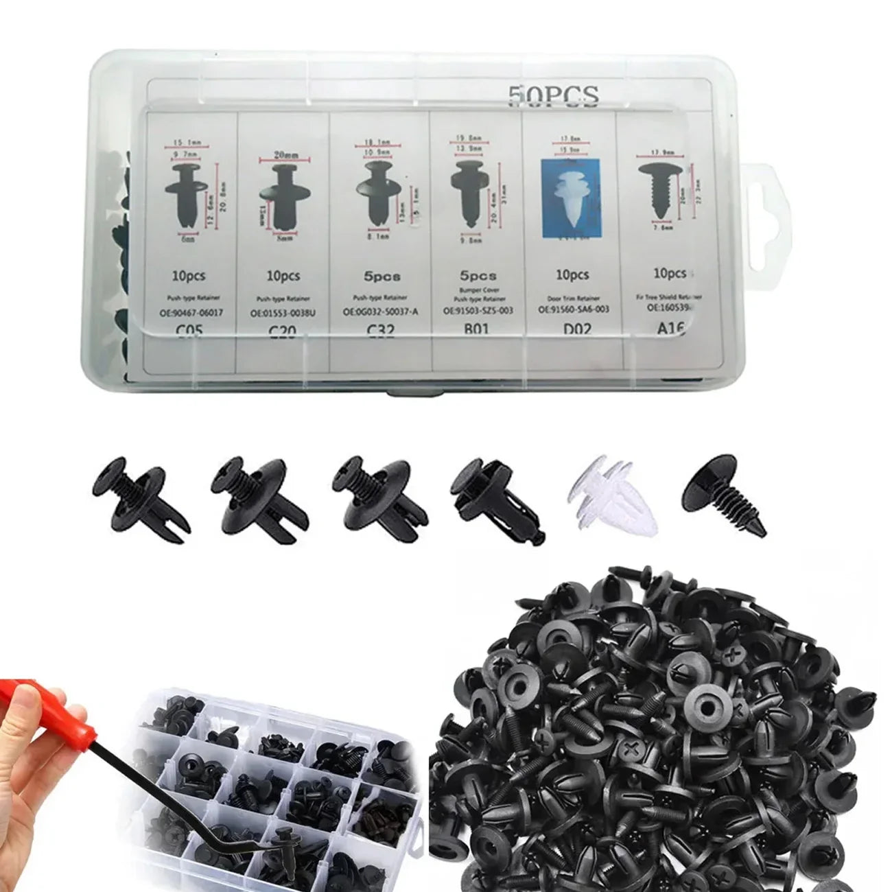 Kit Grampos Automotivos Universais para Fixação de Painéis 50 a 100 Peças