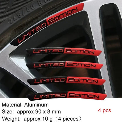 Adesivo 3D Alumínio Limited Edition para Rodas – Emblema Decorativo Aro Automotivo (Kit 4 Peças)