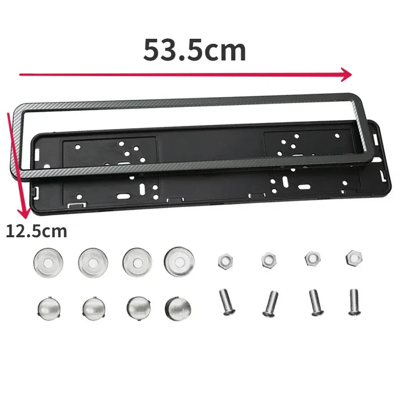 Suporte de Placa Automotiva Estilo Europeu em Aço Inox ou Fibra de Carbono