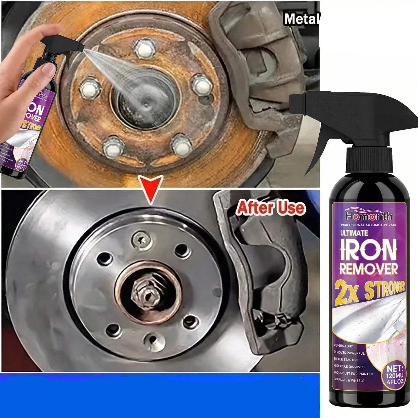 Removedor de Ferrugem Automotivo Spray Alta Potência para Rodas e Metais