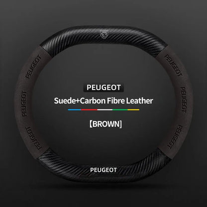 Capa de Volante Camurça + Fibra de Carbono Peugeot – Antiderrapante Esportiva Premium
